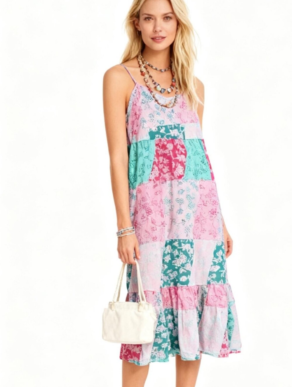 J. Crew Factory Tiered Patched Midi Cover Up Dress